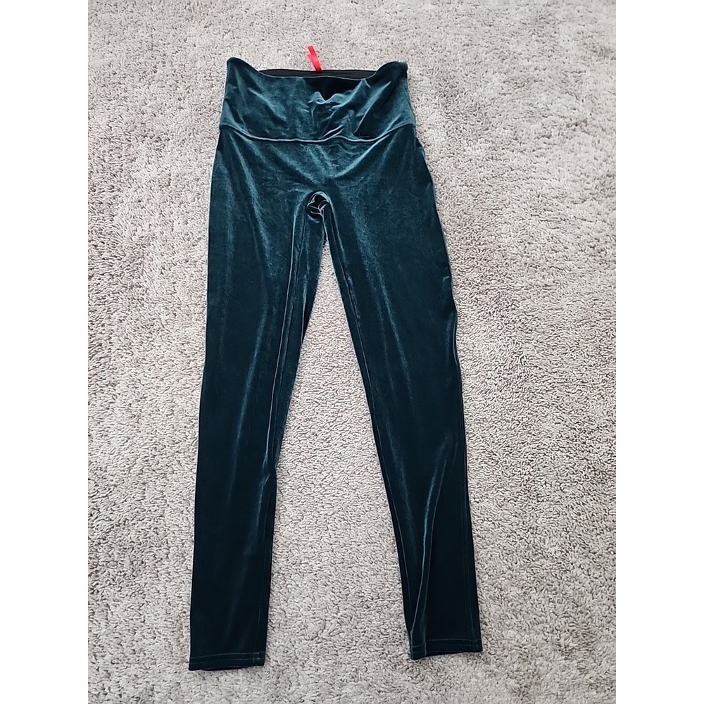 Spanx Velvet Leggings Womens XL Teal Green High Rise Shaping Stretch Pants